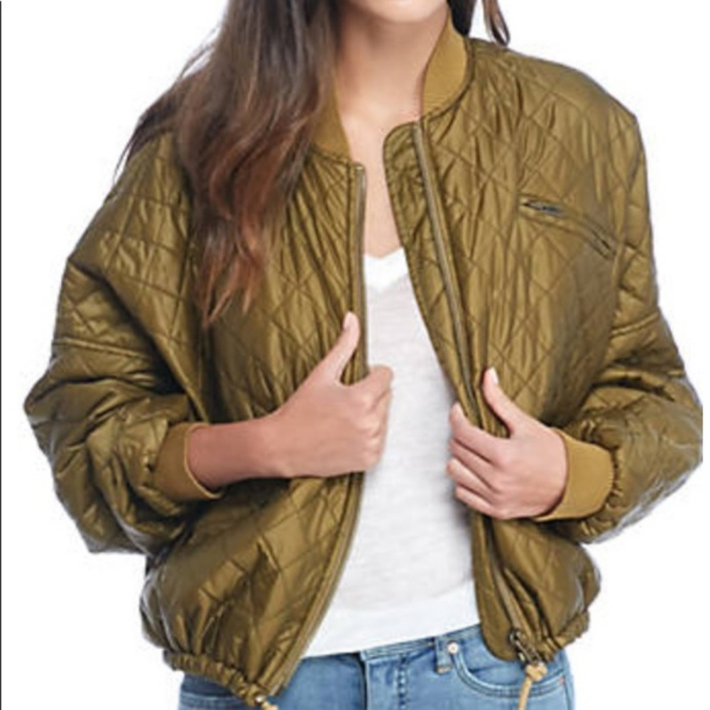 Free People Easy Quilted Bomber Puffer Jacket L